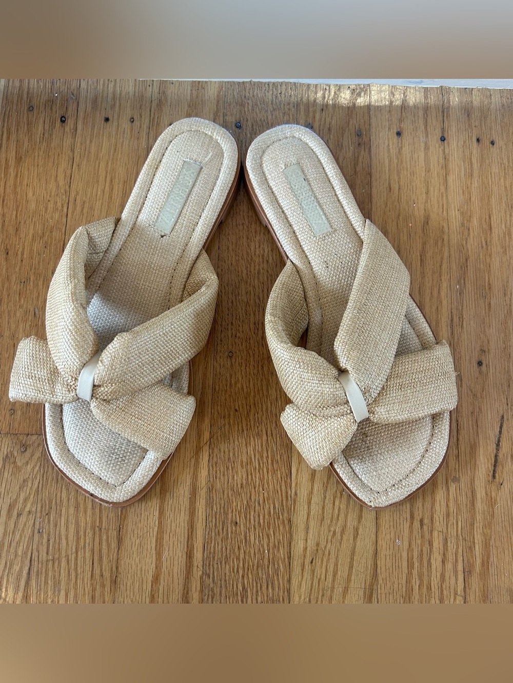 Cream Raffia Slide Sandals - Picture 4 of 4